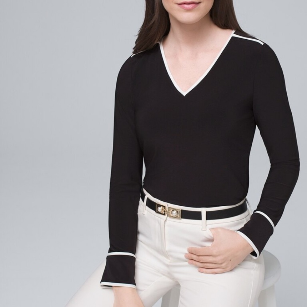 White House Black Market Piped Blouse